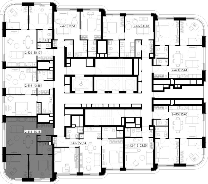2-комнатная квартира, 54,5 м² — фото 2