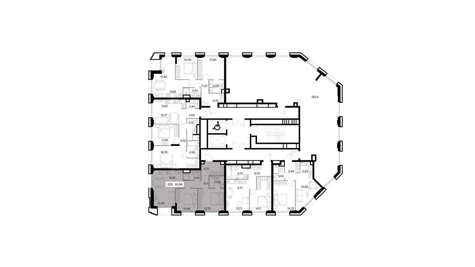 2-комнатная квартира, 61,9 м² — фото 2