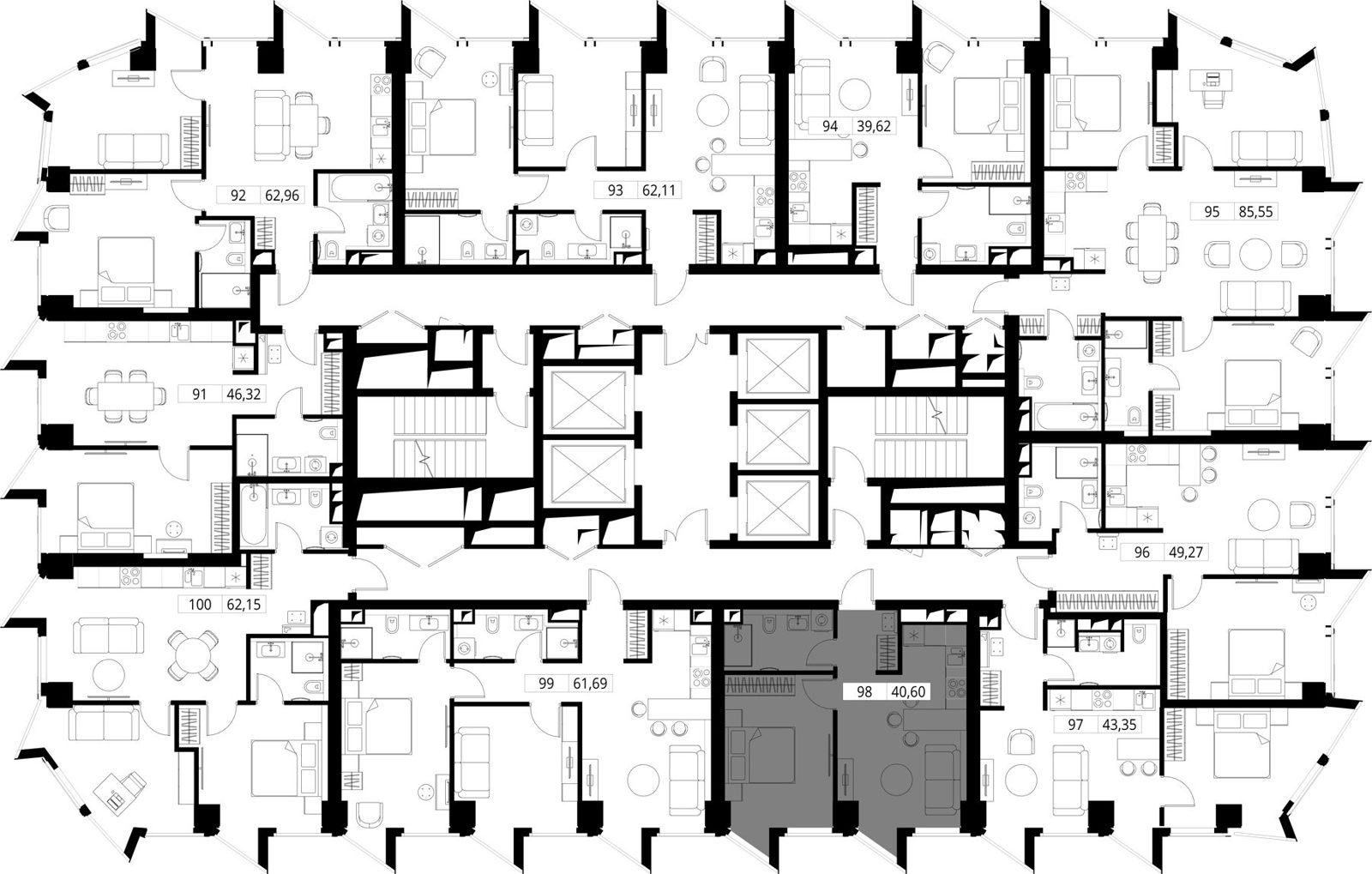 1-комнатная квартира, 40,5 м² — фото 2