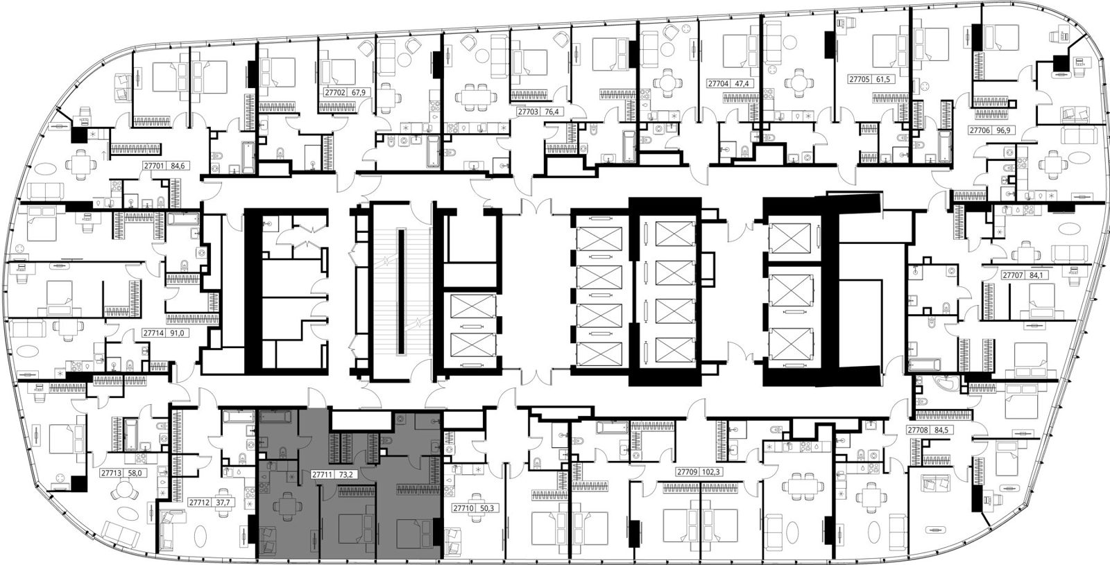 2-комнатная квартира, 73,2 м² — фото 2