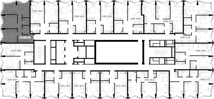 2-комнатная квартира, 59 м² — фото 2