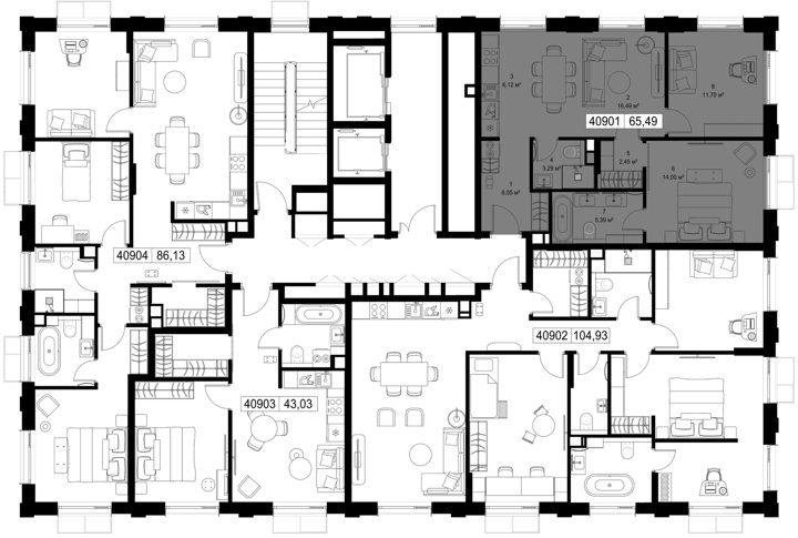 2-комнатная квартира, 65,5 м² — фото 2