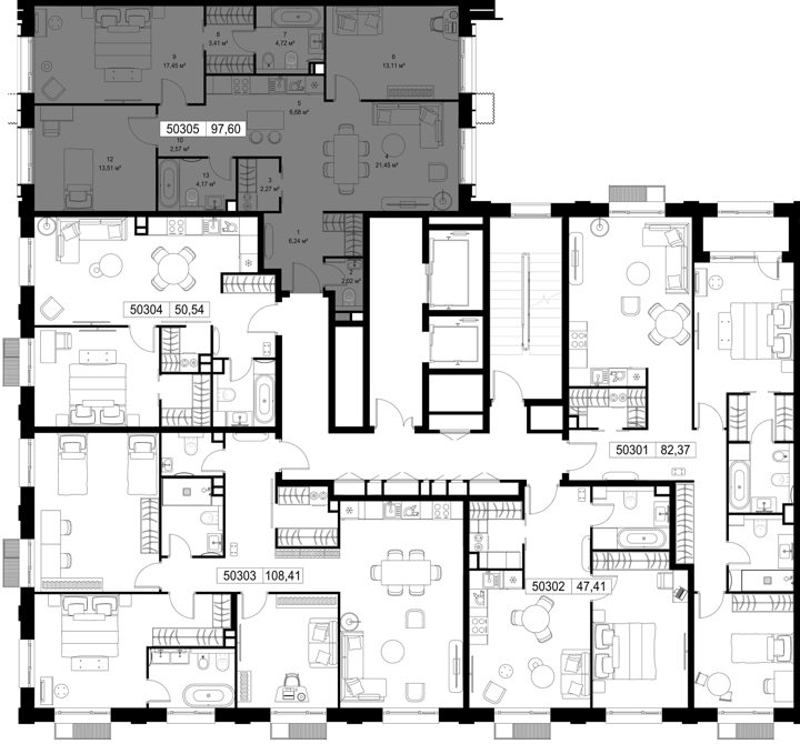 3-комнатная квартира, 97,6 м² — фото 2