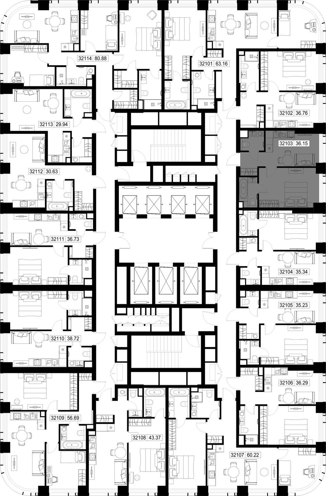 1-комнатная квартира, 36,1 м² — фото 2