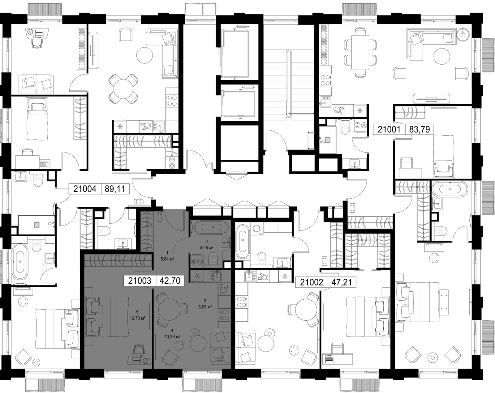 1-комнатная квартира, 42,7 м² — фото 3