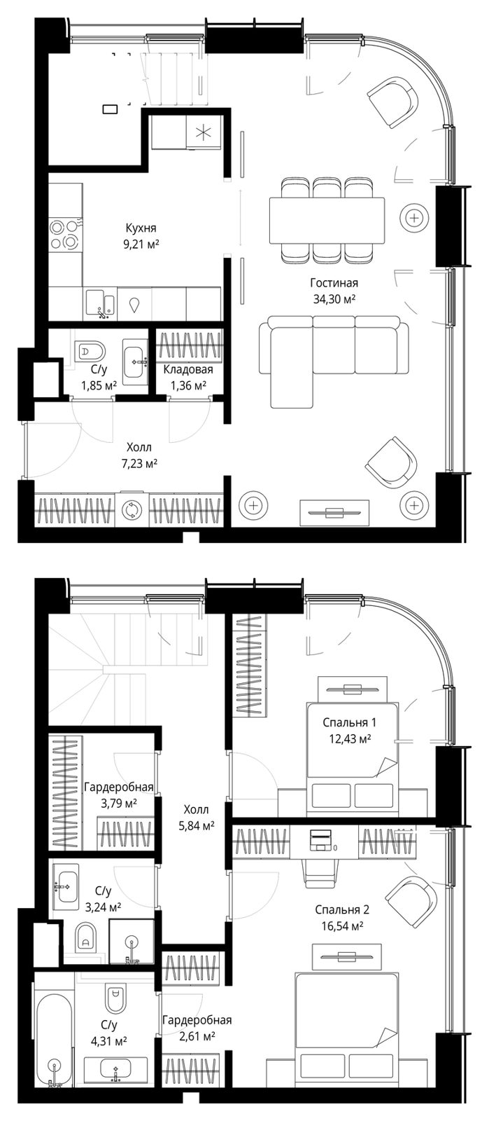 3-комнатная квартира, 102,6 м²