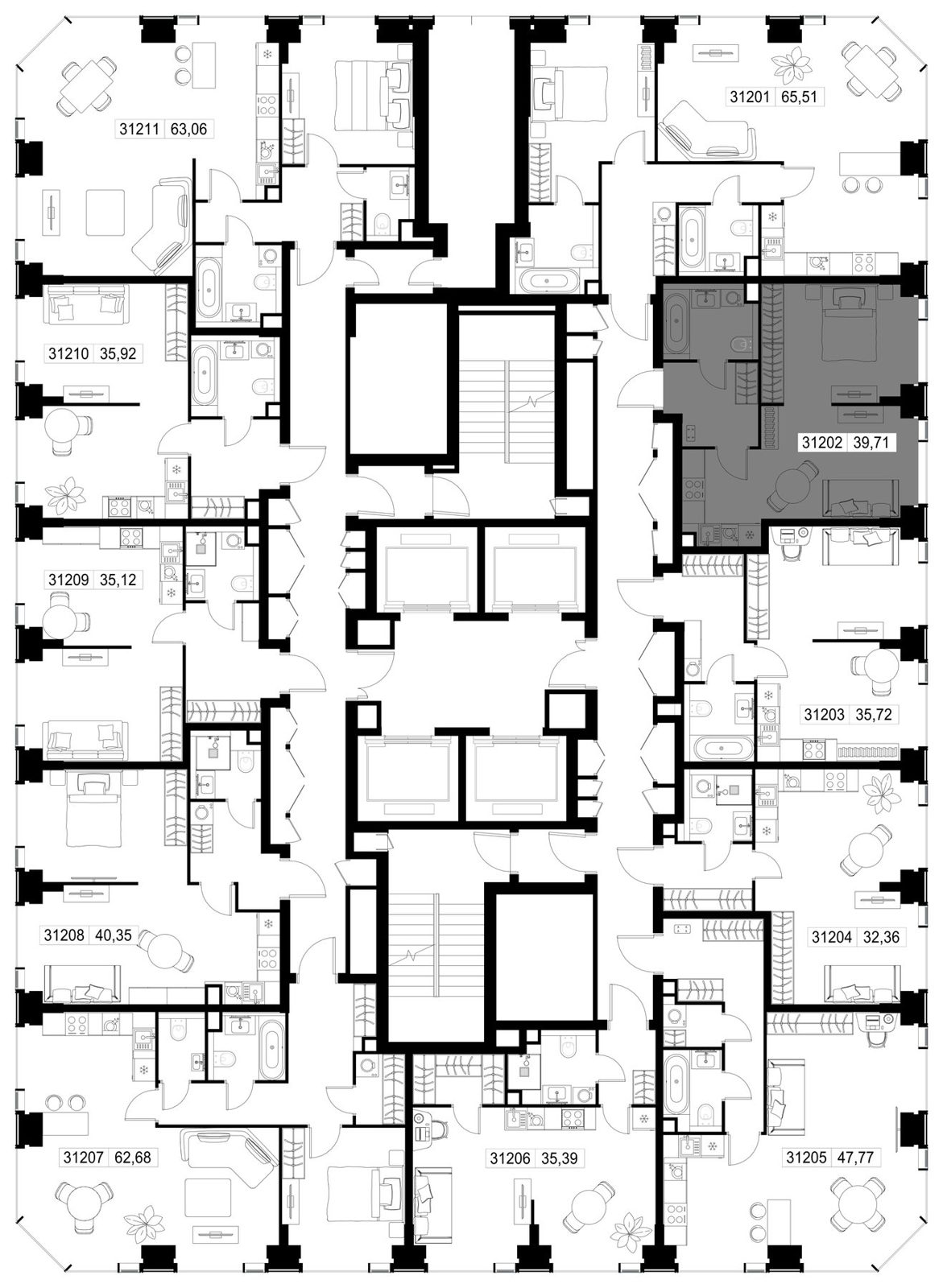 1-комнатная квартира, 39,7 м² — фото 3