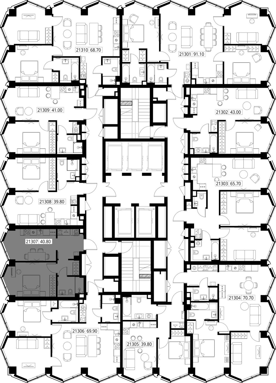 1-комнатная квартира, 40,8 м² — фото 2