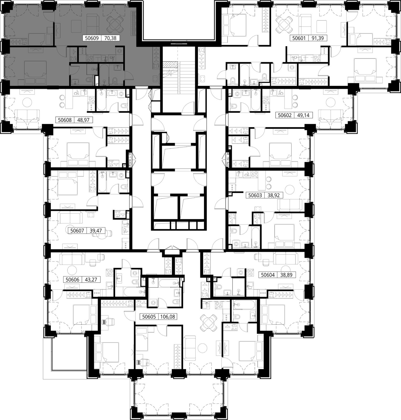 2-комнатная квартира, 70,4 м² — фото 2