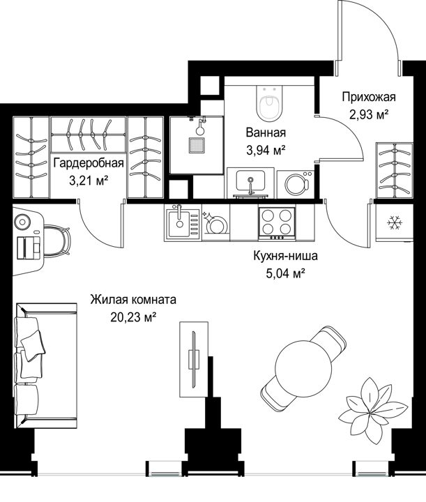 1-комнатная квартира, 35,4 м² — фото 1