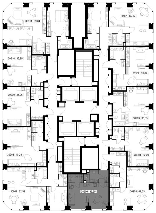 1-комнатная квартира, 35,4 м² — фото 2