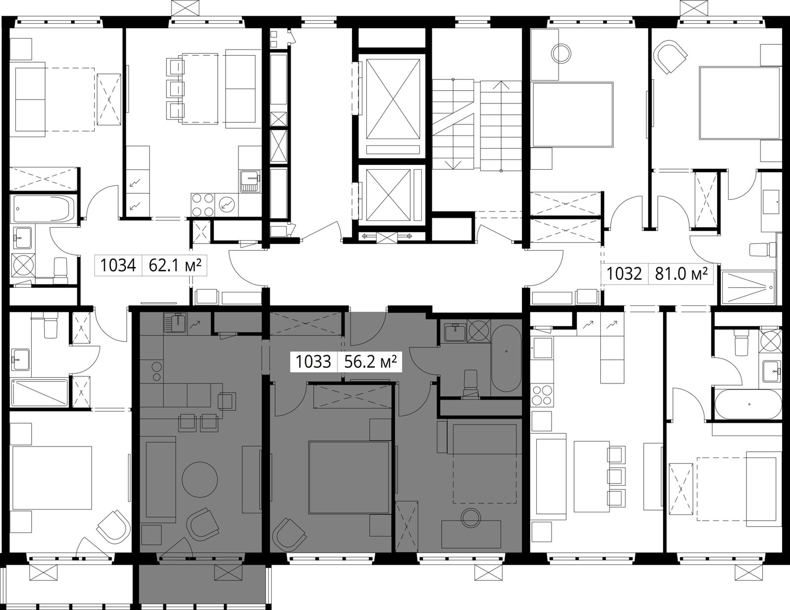 2-комнатная квартира, 56,2 м² — фото 2