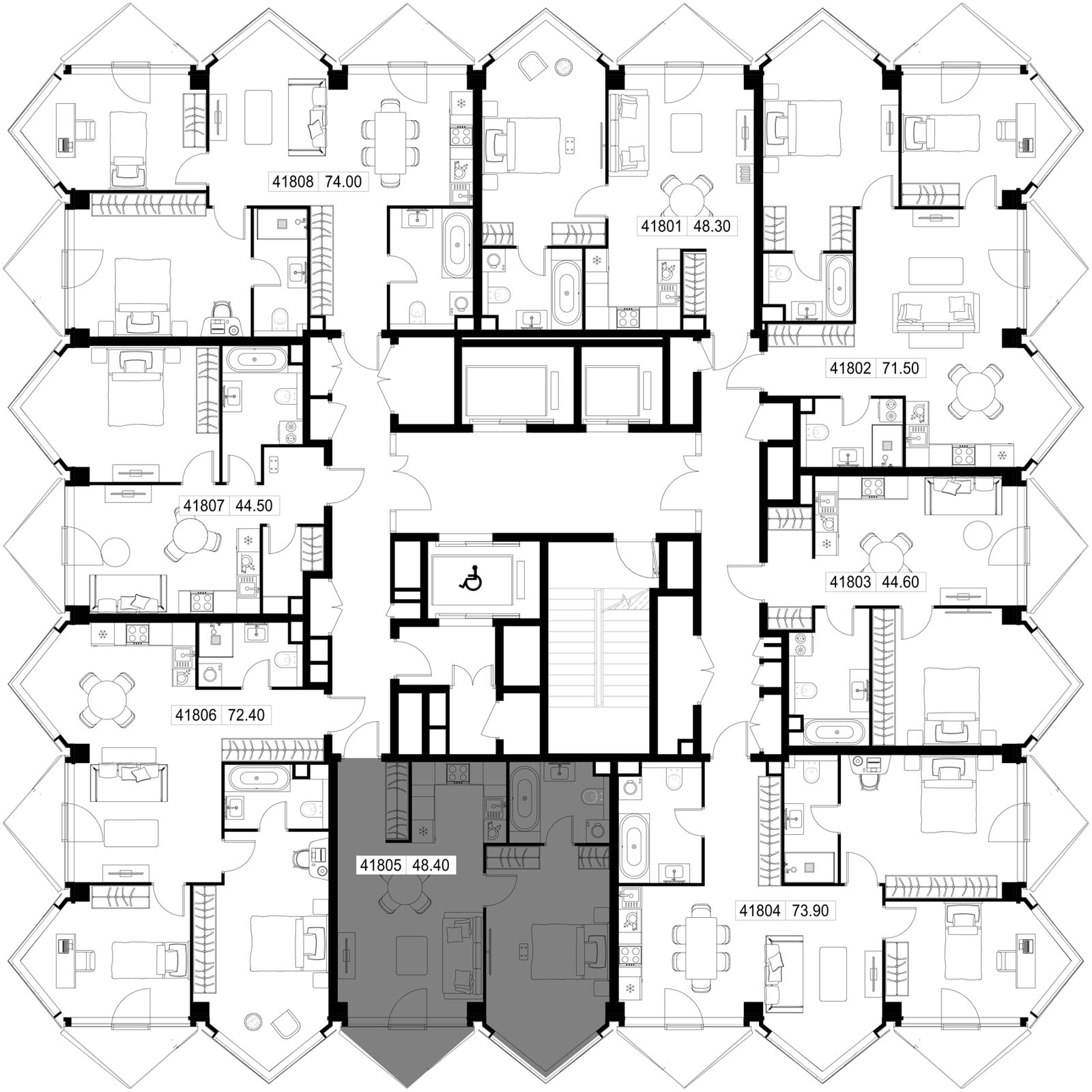1-комнатная квартира, 48,4 м² — фото 2