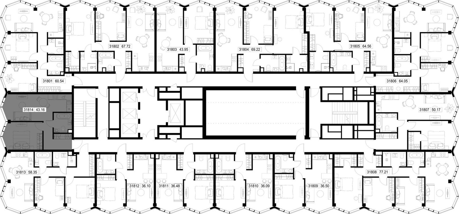1-комнатная квартира, 43,2 м² — фото 2
