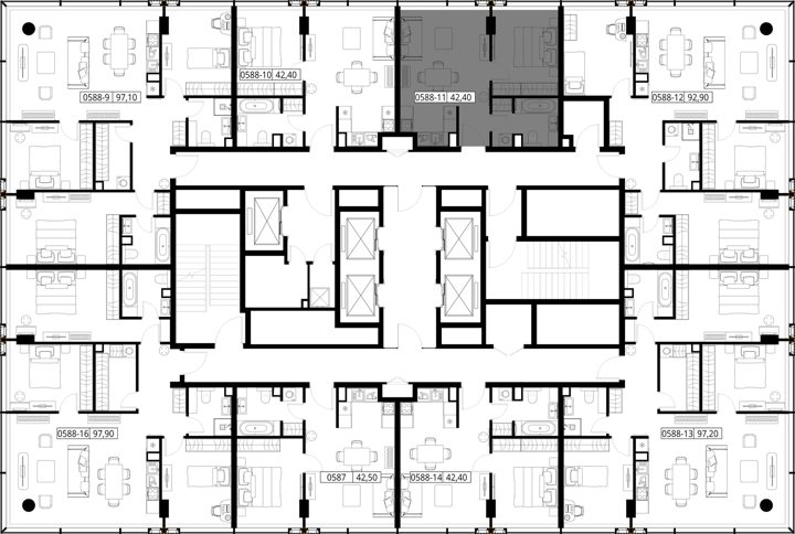 1-комнатная квартира, 42,4 м² — фото 2