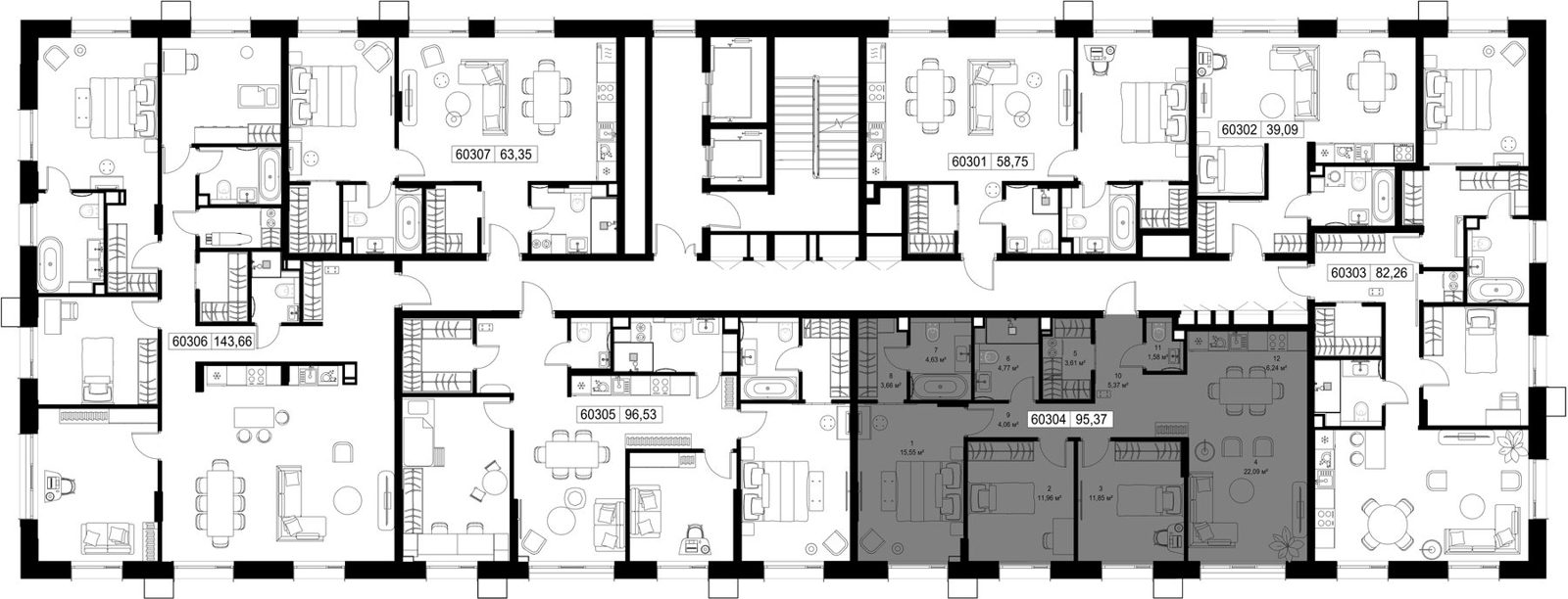 3-комнатная квартира, 95,4 м² — фото 2