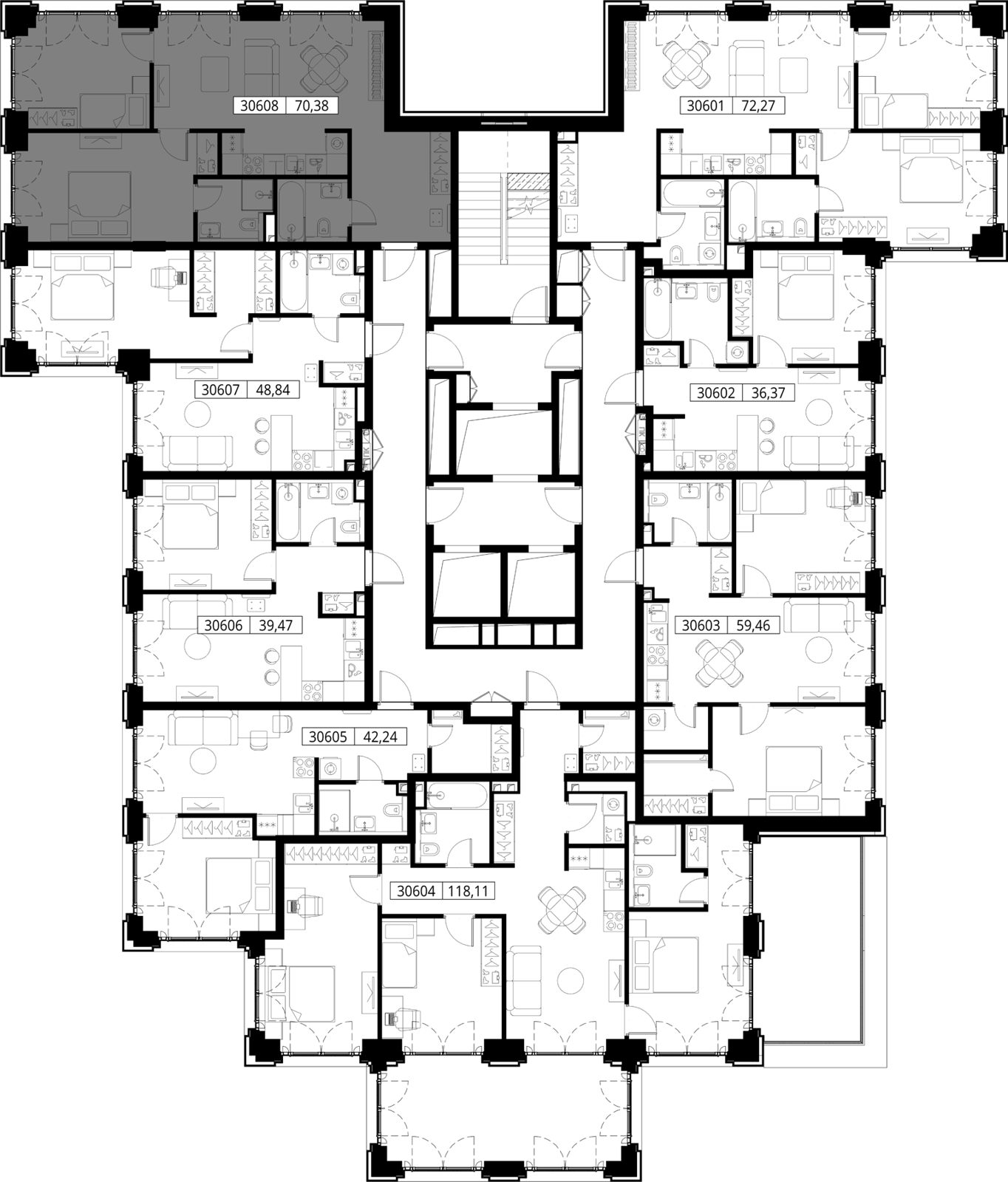 2-комнатная квартира, 70,4 м² — фото 2
