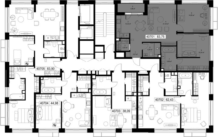 2-комнатная квартира, 83,8 м² — фото 2