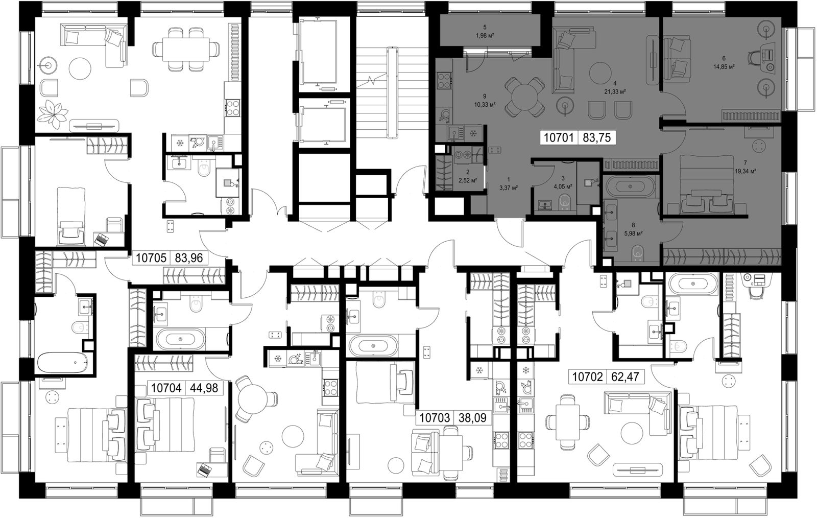 2-комнатная квартира, 83,8 м² — фото 2