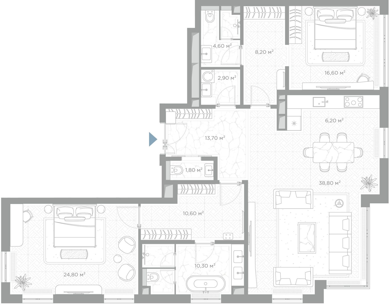 2-комнатная квартира, 138,5 м²