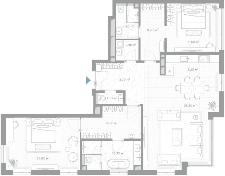 2-комнатная квартира, 138,5 м²