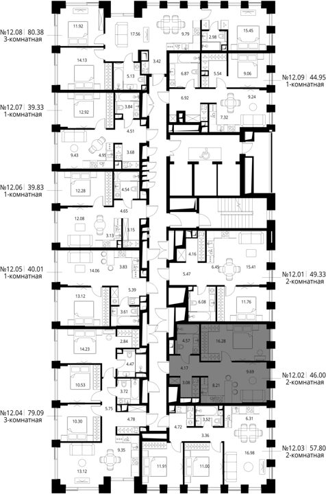 1-комнатная квартира, 46 м² — фото 2