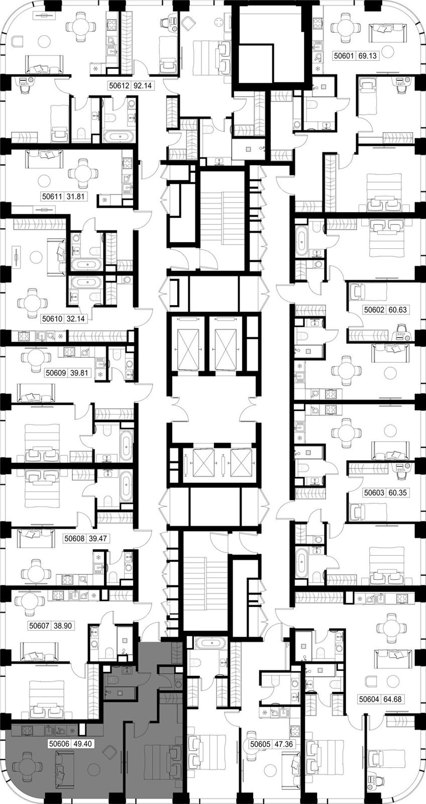 1-комнатная квартира, 49,4 м² — фото 2