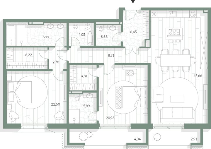 2-комнатная квартира, 148,2 м²
