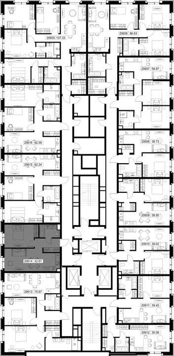 1-комнатная квартира, 42,7 м² — фото 2