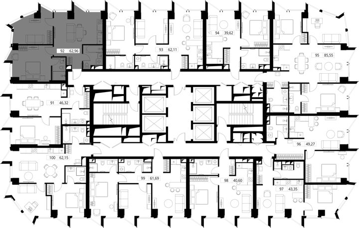 2-комнатная квартира, 63,3 м² — фото 2