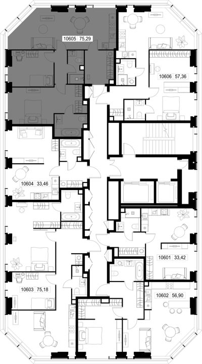 2-комнатная квартира, 75,3 м² — фото 2