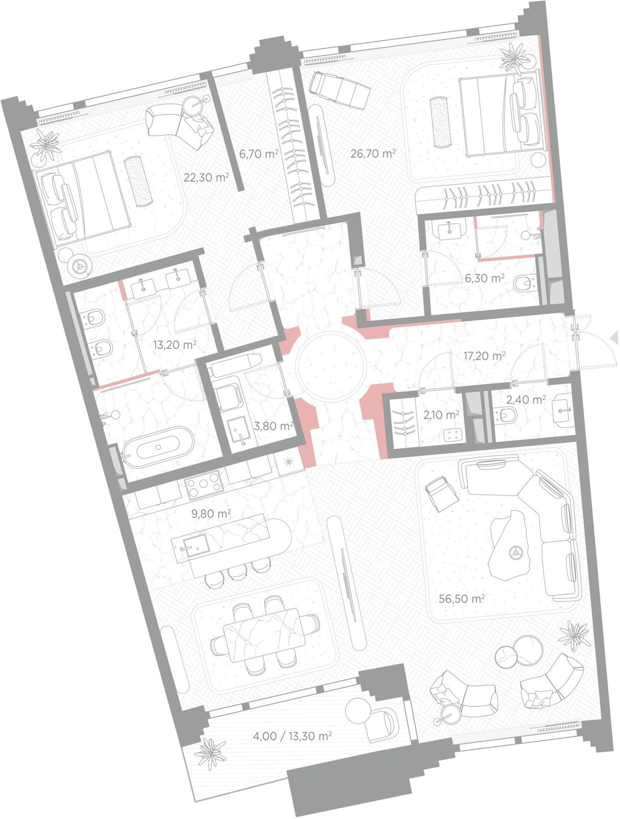 2-комнатная квартира, 169,1 м²