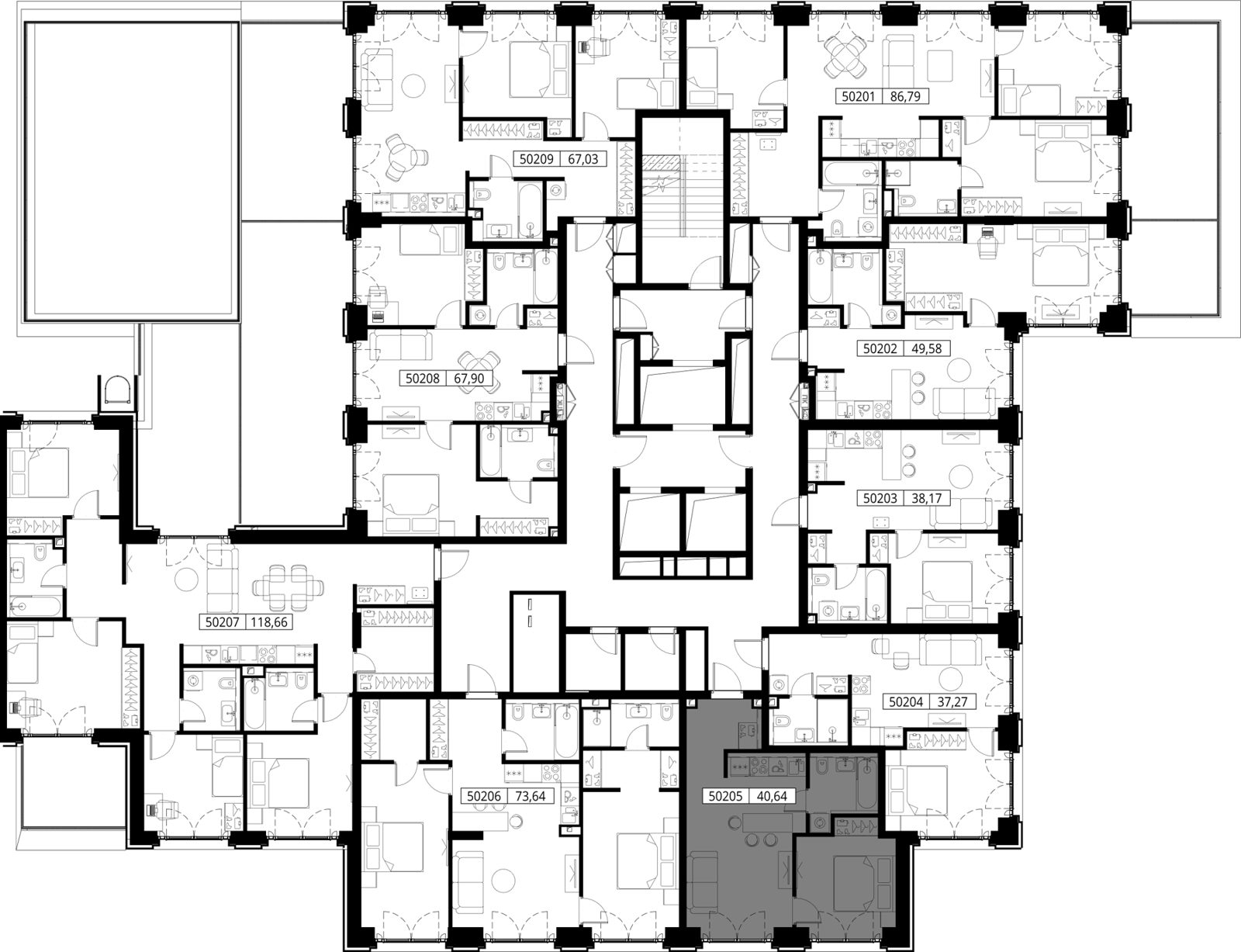 1-комнатная квартира, 40,6 м² — фото 2