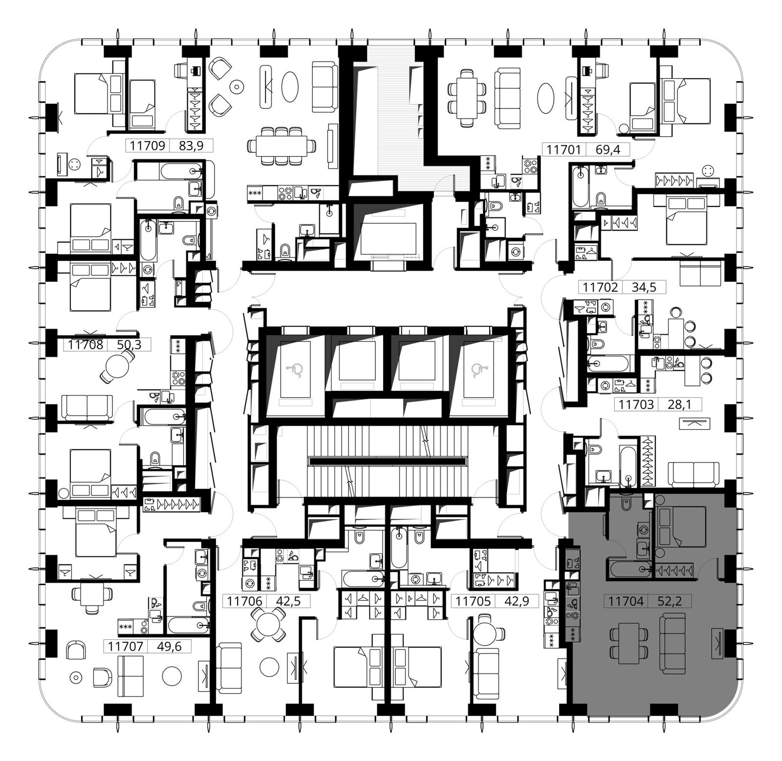 1-комнатная квартира, 52,2 м² — фото 2