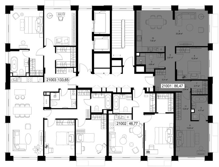 2-комнатная квартира, 86,5 м² — фото 2