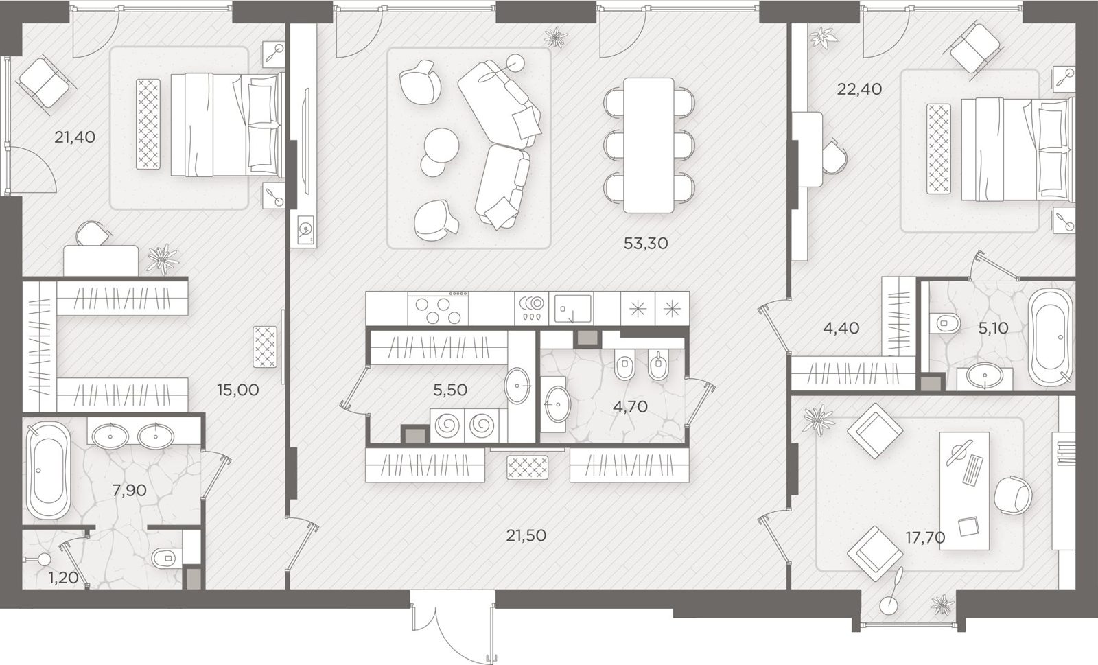 2-комнатная квартира, 180,1 м²
