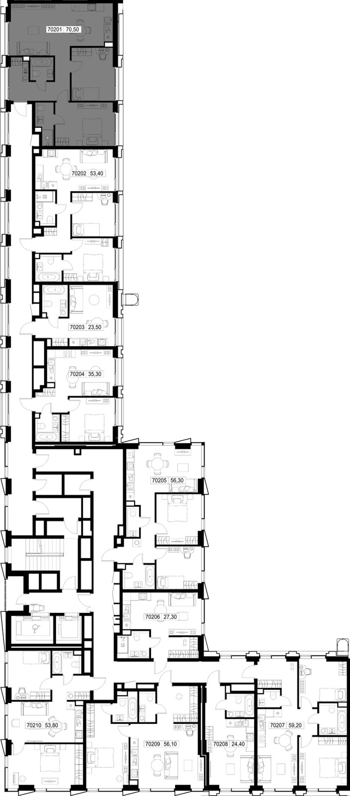 2-комнатная квартира, 70,5 м² — фото 2