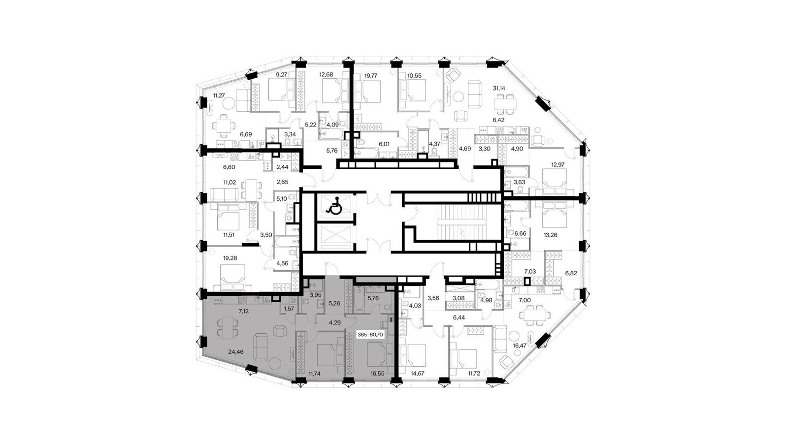 2-комнатная квартира, 80,7 м² — фото 2
