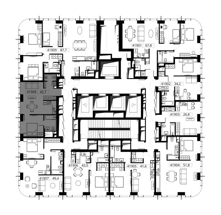 1-комнатная квартира, 42,7 м² — фото 2