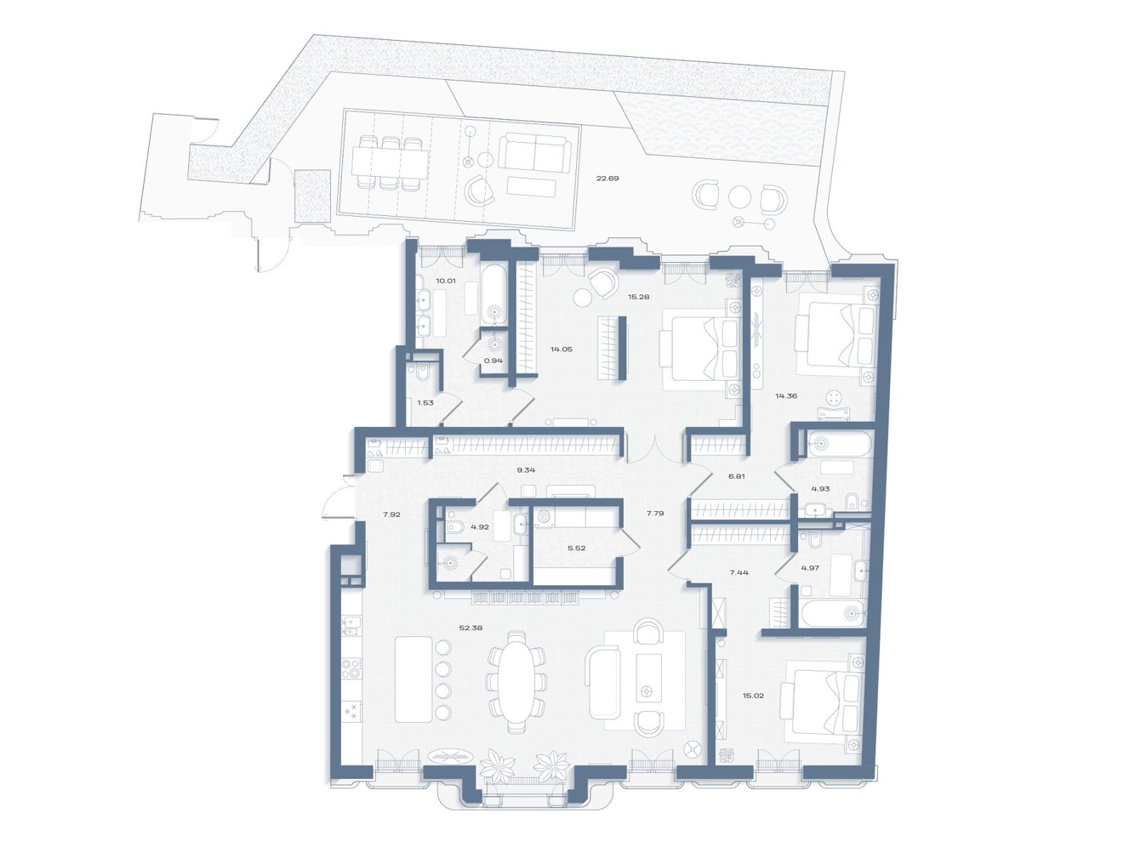3-комнатная квартира, 217,3 м²