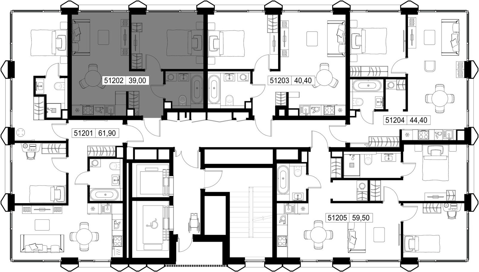 1-комнатная квартира, 39 м² — фото 2