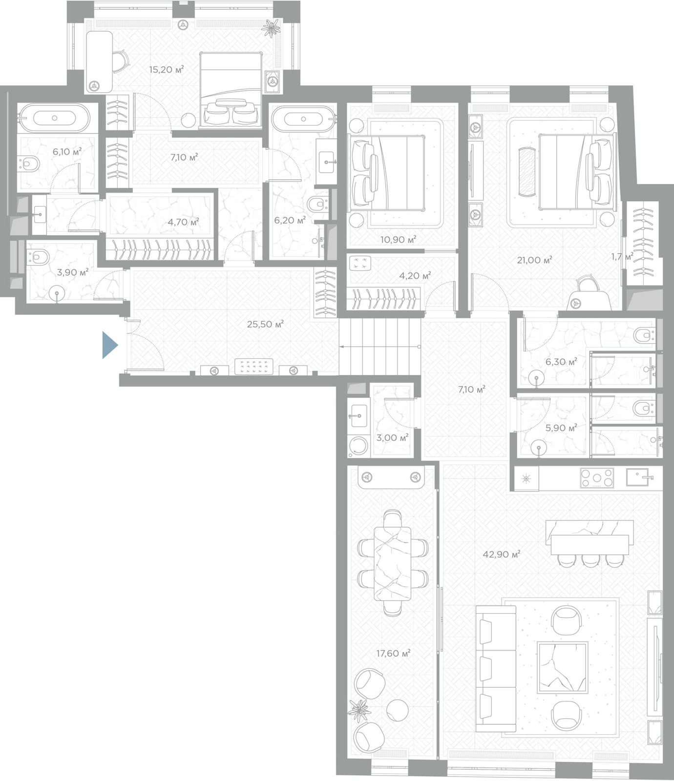 2-комнатная квартира, 182,2 м²