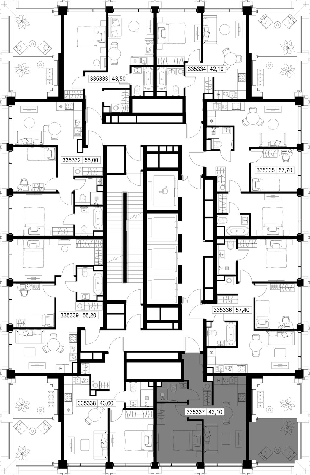 1-комнатная квартира, 42,1 м² — фото 2
