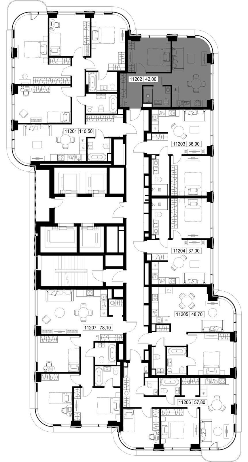 1-комнатная квартира, 42 м² — фото 2
