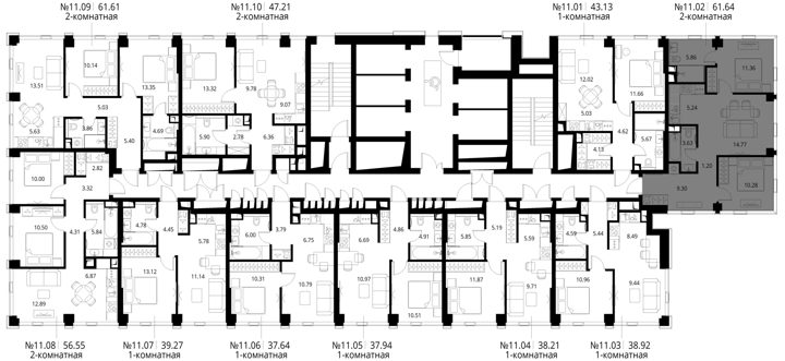 2-комнатная квартира, 61,6 м² — фото 2