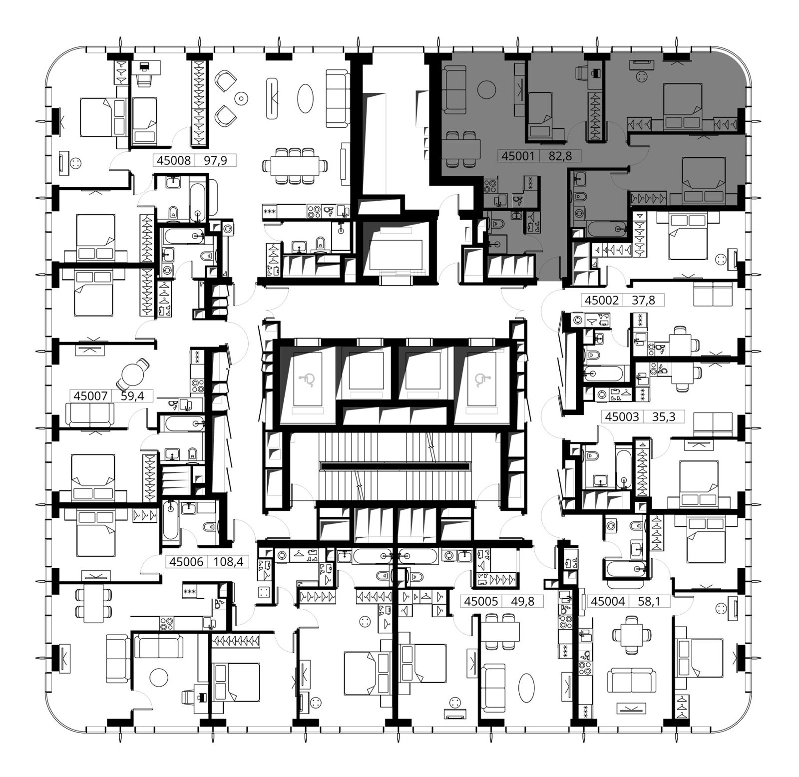 3-комнатная квартира, 82,8 м² — фото 2