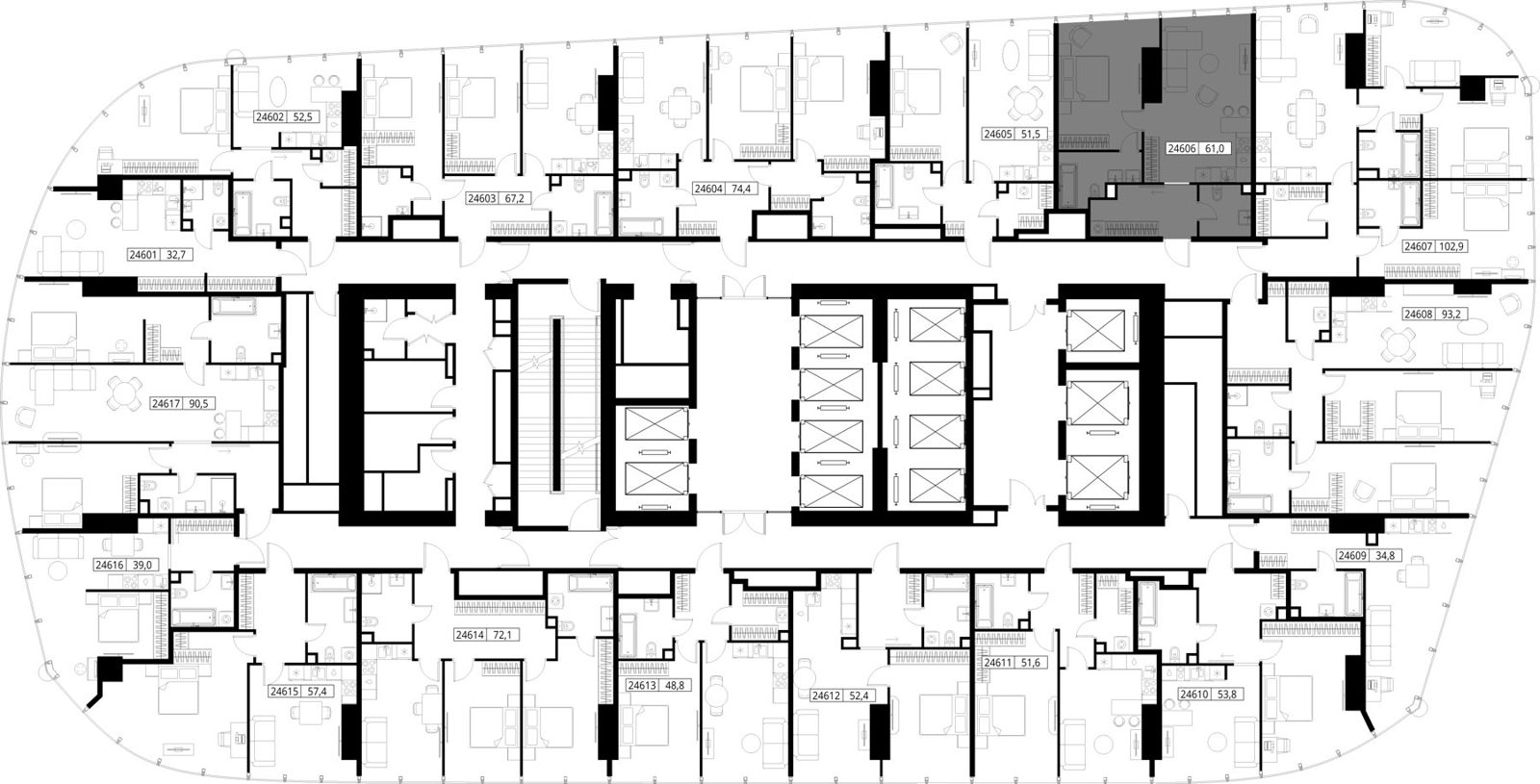 1-комнатная квартира, 61 м² — фото 2
