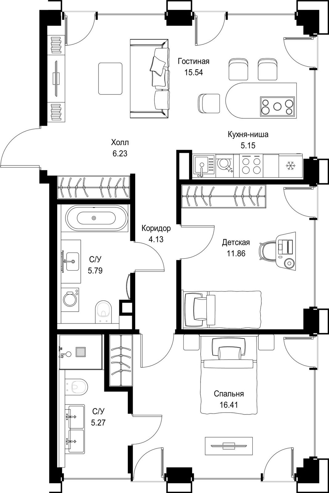 2-комнатная квартира, 70,4 м²