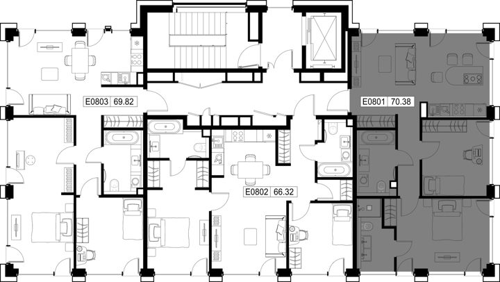 2-комнатная квартира, 70,4 м² — фото 2