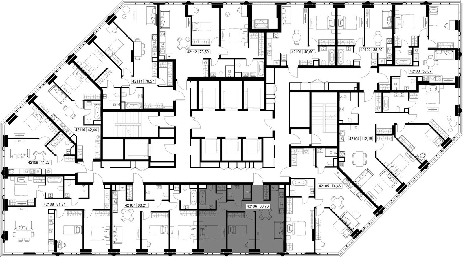 2-комнатная квартира, 60,8 м² — фото 2